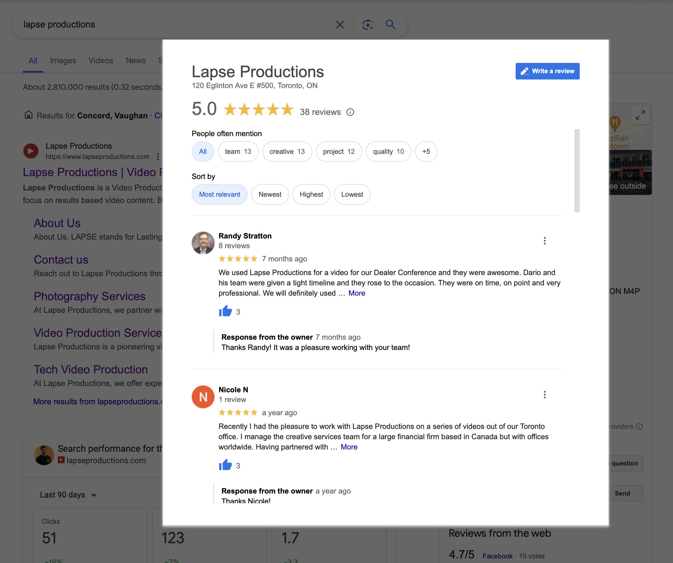 Lapse Productions Google Reviews